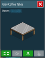 The gray (Area) Coffee Table shown as white in-game and in the infobox