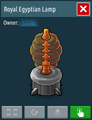 The Royal Egyptian Lamp shown as grey in-game and in the infobox