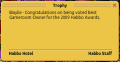 Official 2009 Habbo Award, note the rare lack of date and vague sender